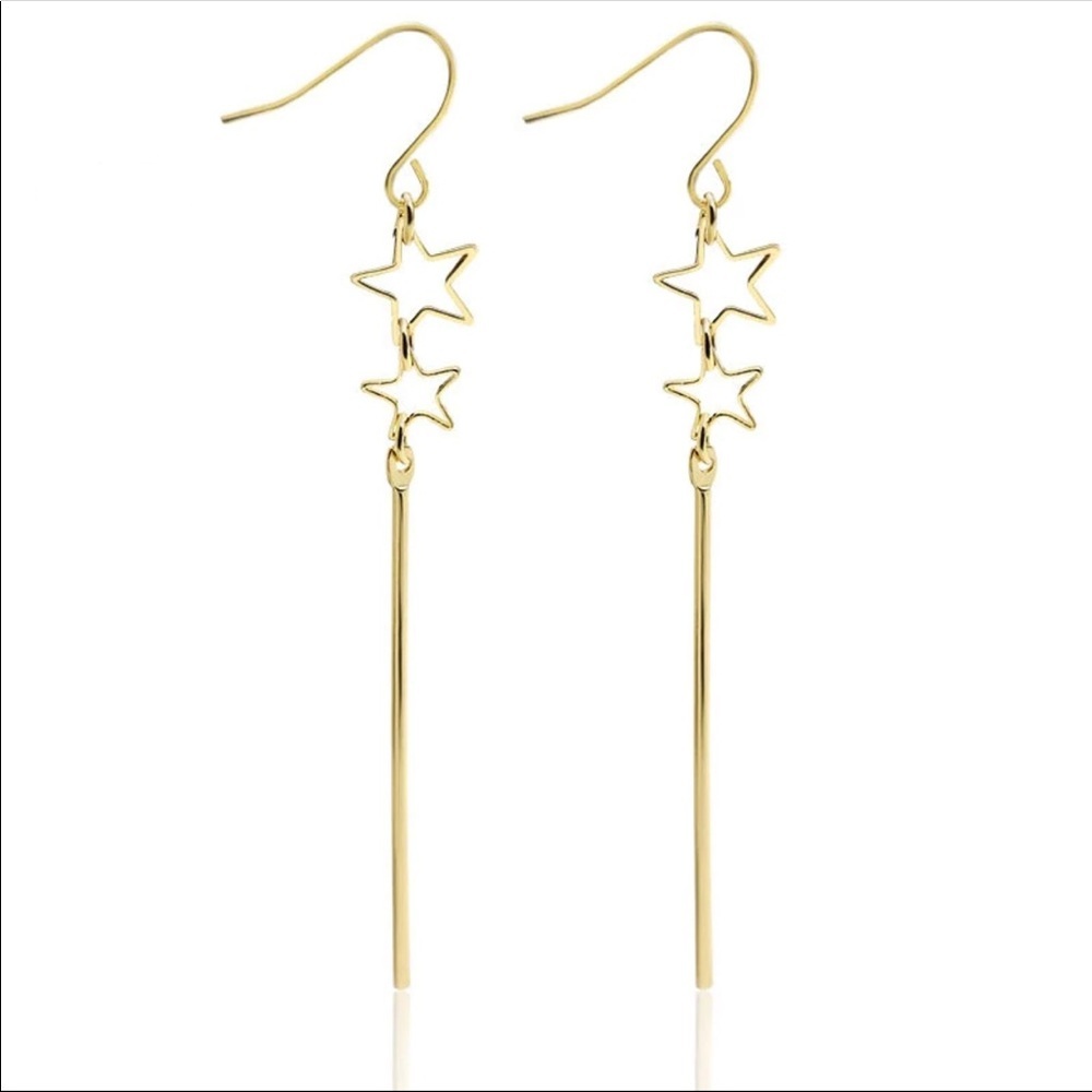 New Gold Star Dangle Drop Earrings